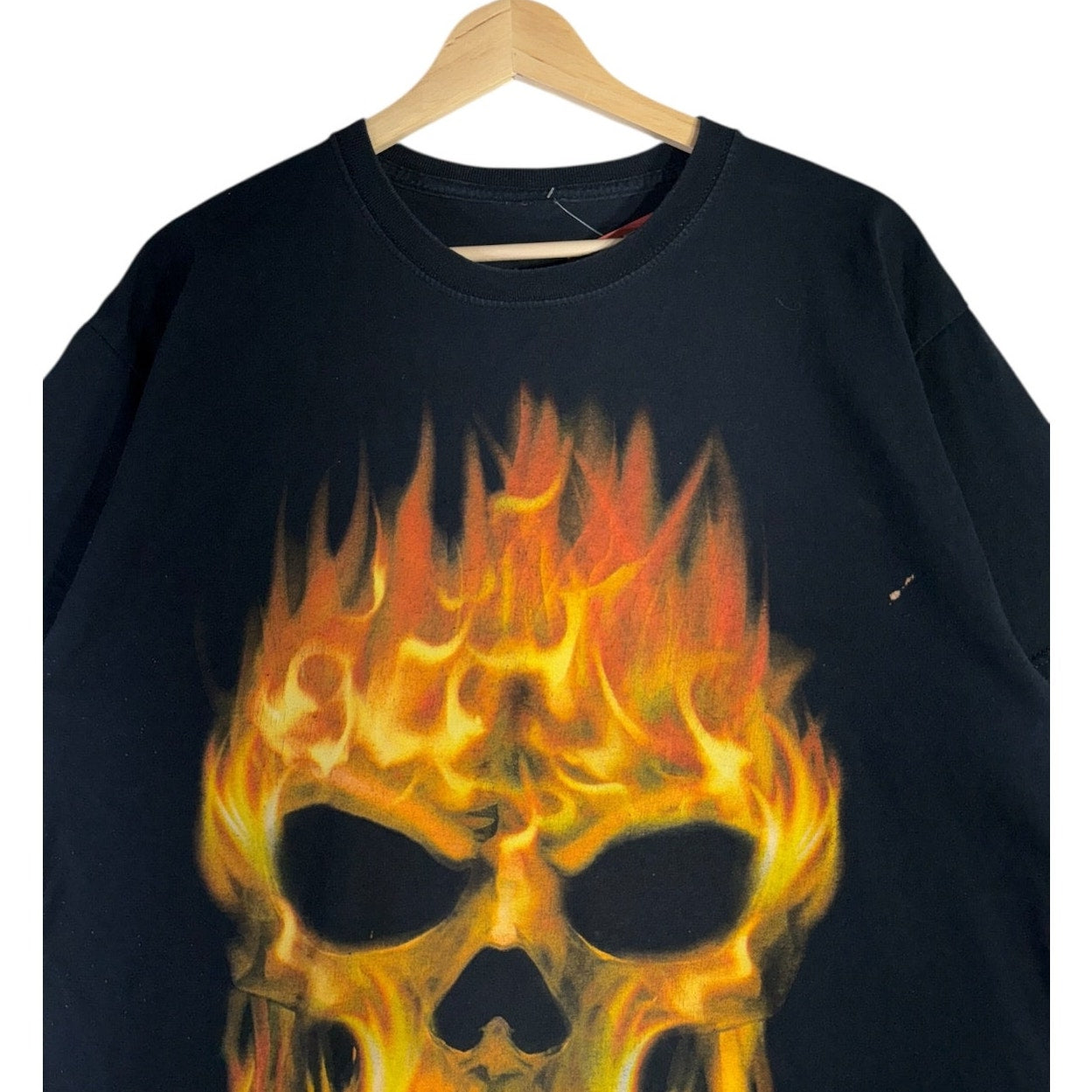 Vintage Flaming Skull Graphic T-Shirt