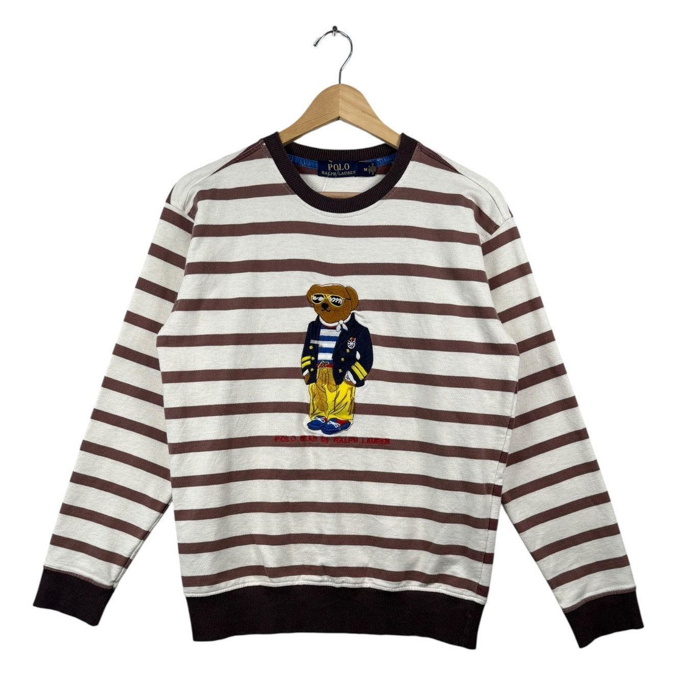 Vintage Polo Ralph Lauren Striped Bear Embroidered Crewneck