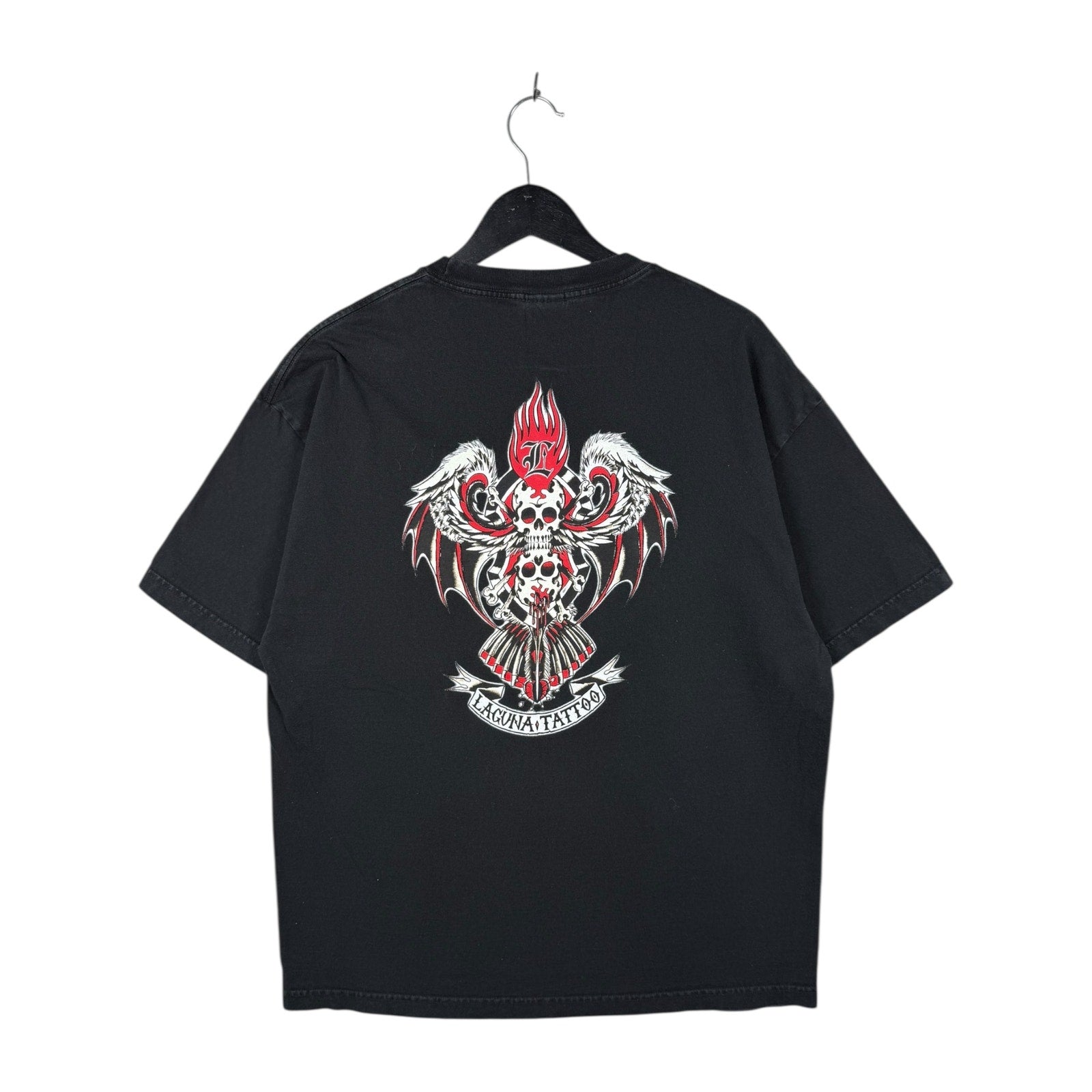 Vintage Laguna Tattoo Skull Wings Flame T-Shirt