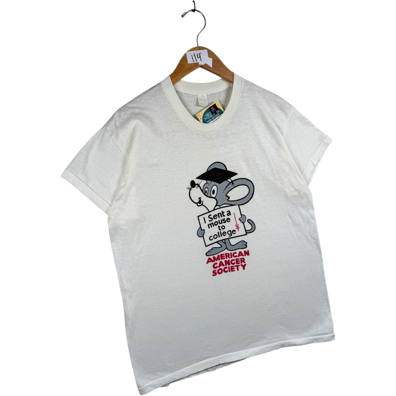 Vintage American Cancer Society Mouse College T-Shirt