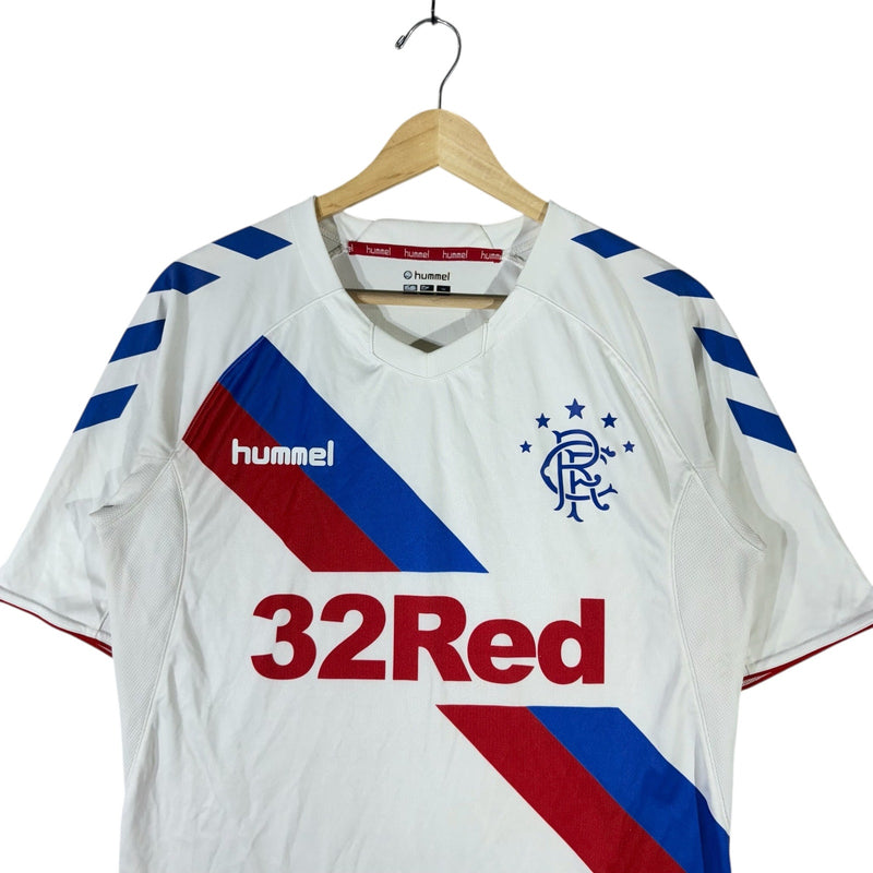 Vintage Hummel Rangers FC 32 Red Spellout Soccer Jersey