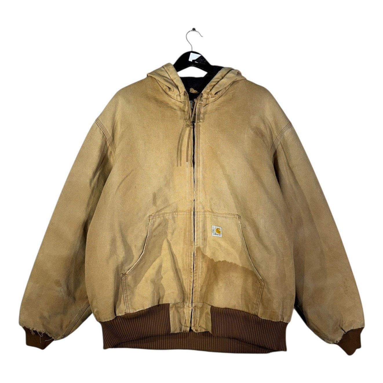 Vintage Carhartt Distressed Hooded Full Zip Workwear Jacket