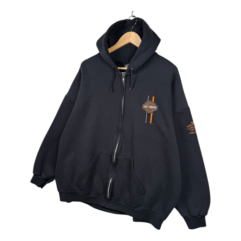 Vintage Harley Davidson Chest Logo Zip-Up Hoodie