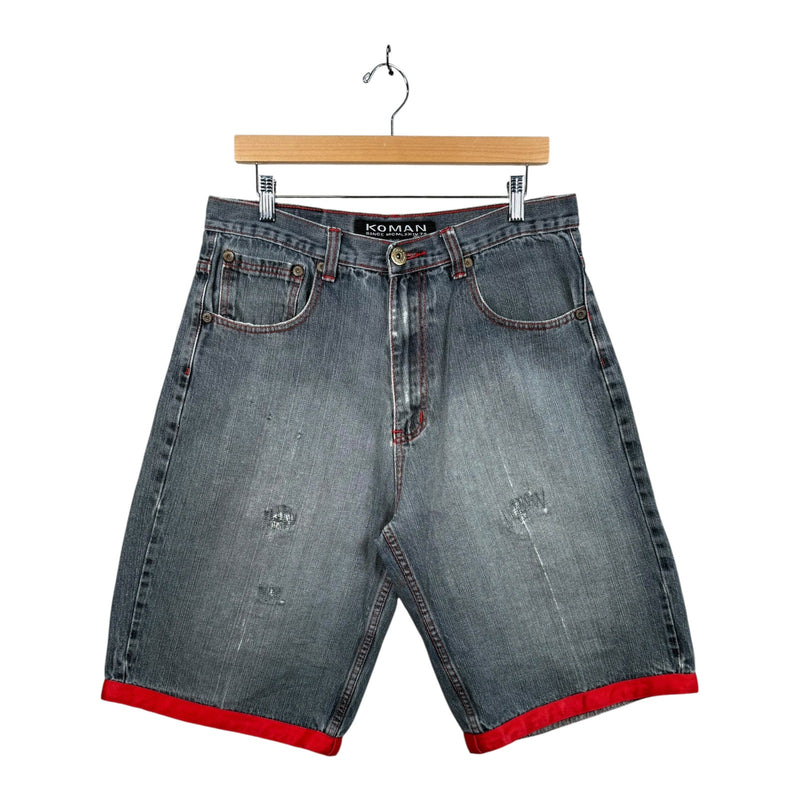 Vintage Distressed Straight Leg Jean Denim Shorts 34