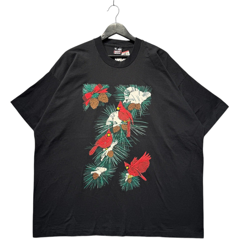 Vintage Cardinal Birds In A Snowy Pine Branch Nature Tee