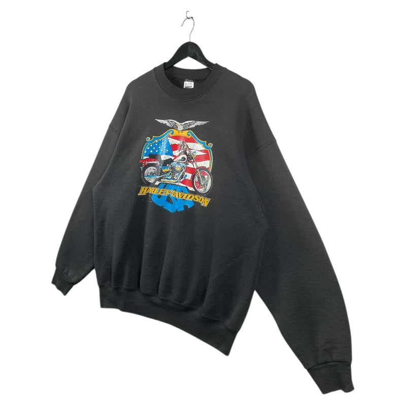 Vintage Harley Davidson Eagle American Flag Crewneck
