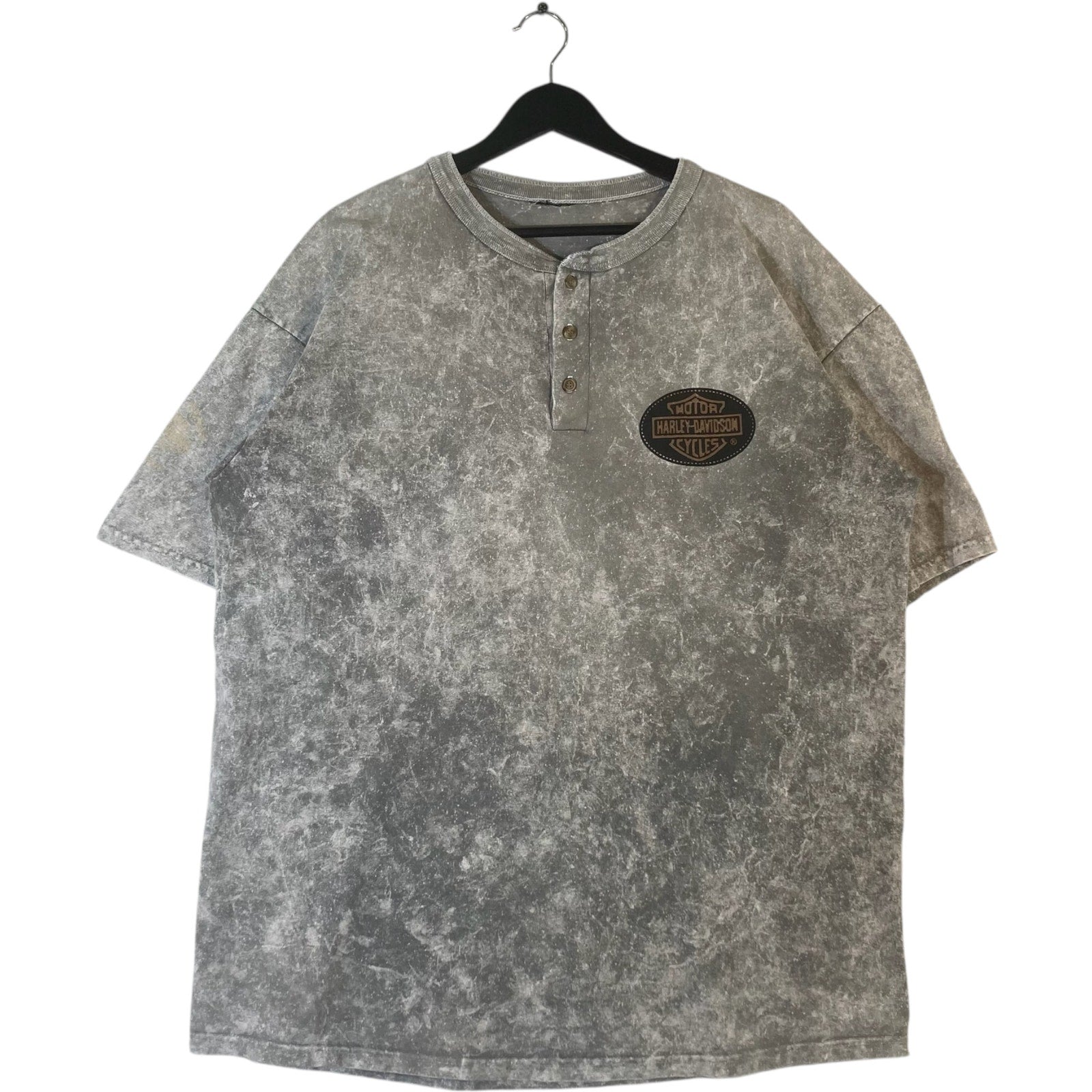 Vintage Harley Davidson Mini Logo Acid Wash Henley Tee