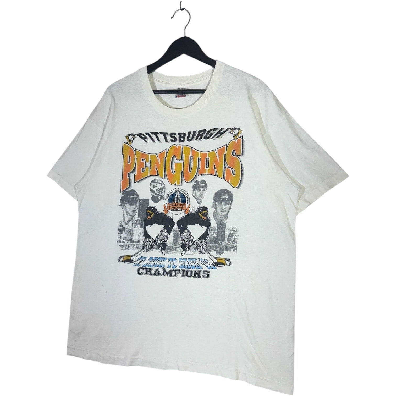 Vintage Pittsburgh Penguins Back to Back Champs Tee 1992