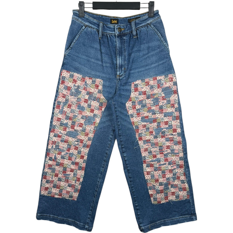 Vintage Lee Patchwork Wide Leg Denim Jeans 28