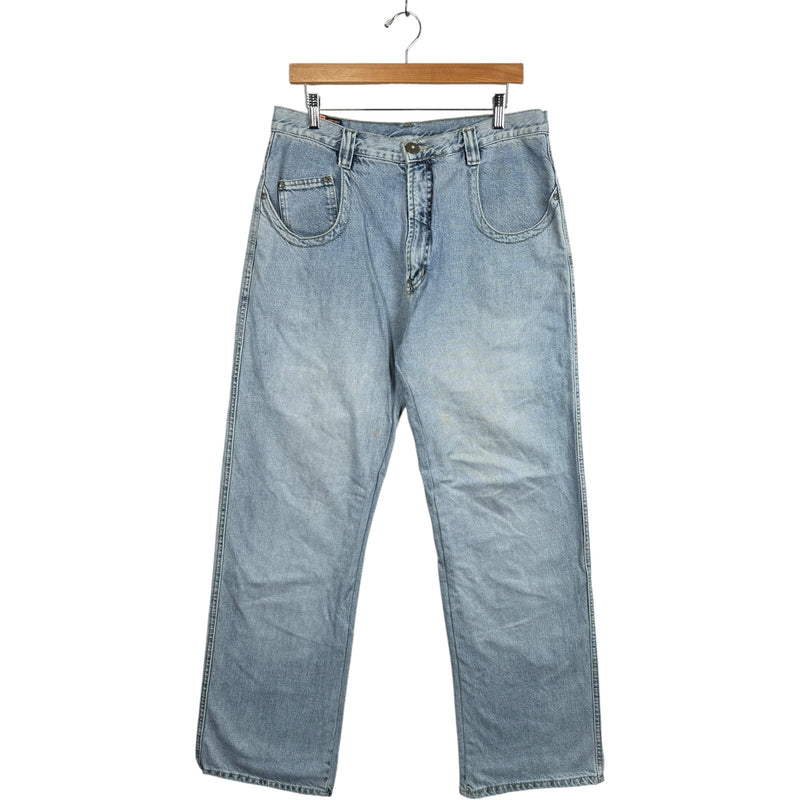 Vintage Denma Straight Leg Light Wash Denim Jeans 34x31.5