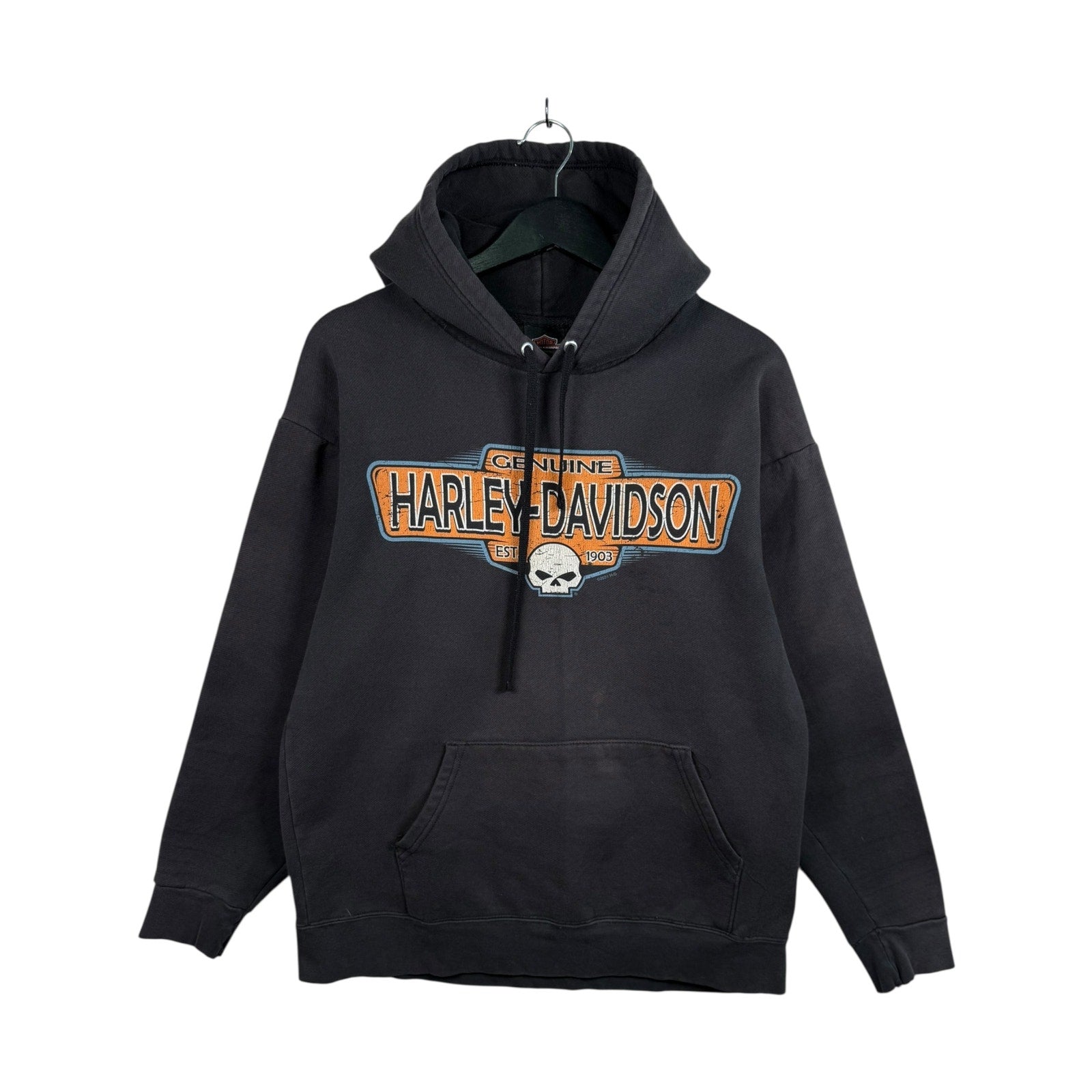 Vintage Harley Davidson Black Gold Pullover Hoodie