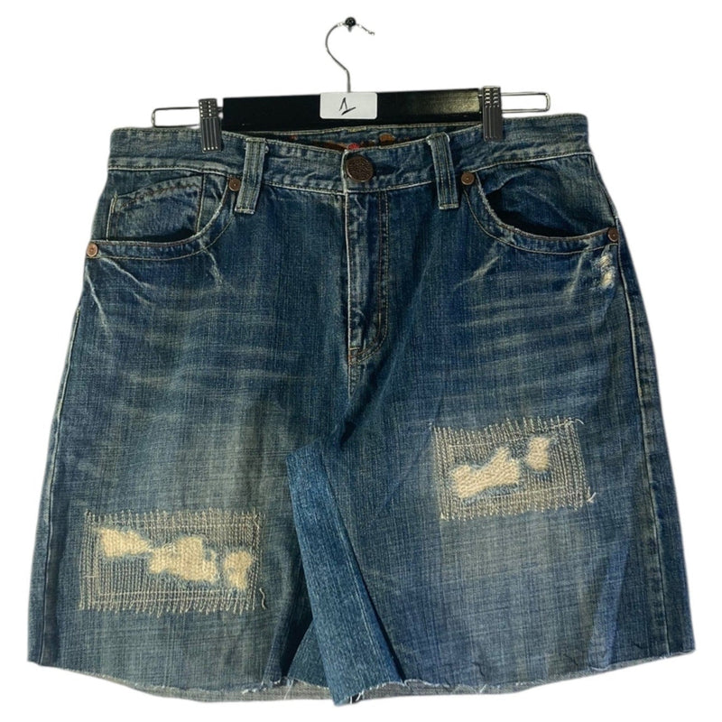 Vintage Nippon Blue Distressed Raw Hem Denim Shorts 34