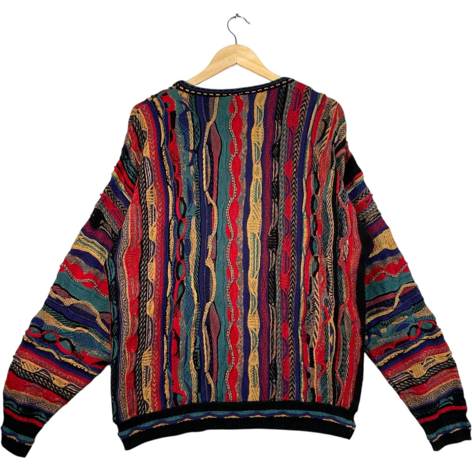 Vintage 3D Knit Textured Striped Sweater