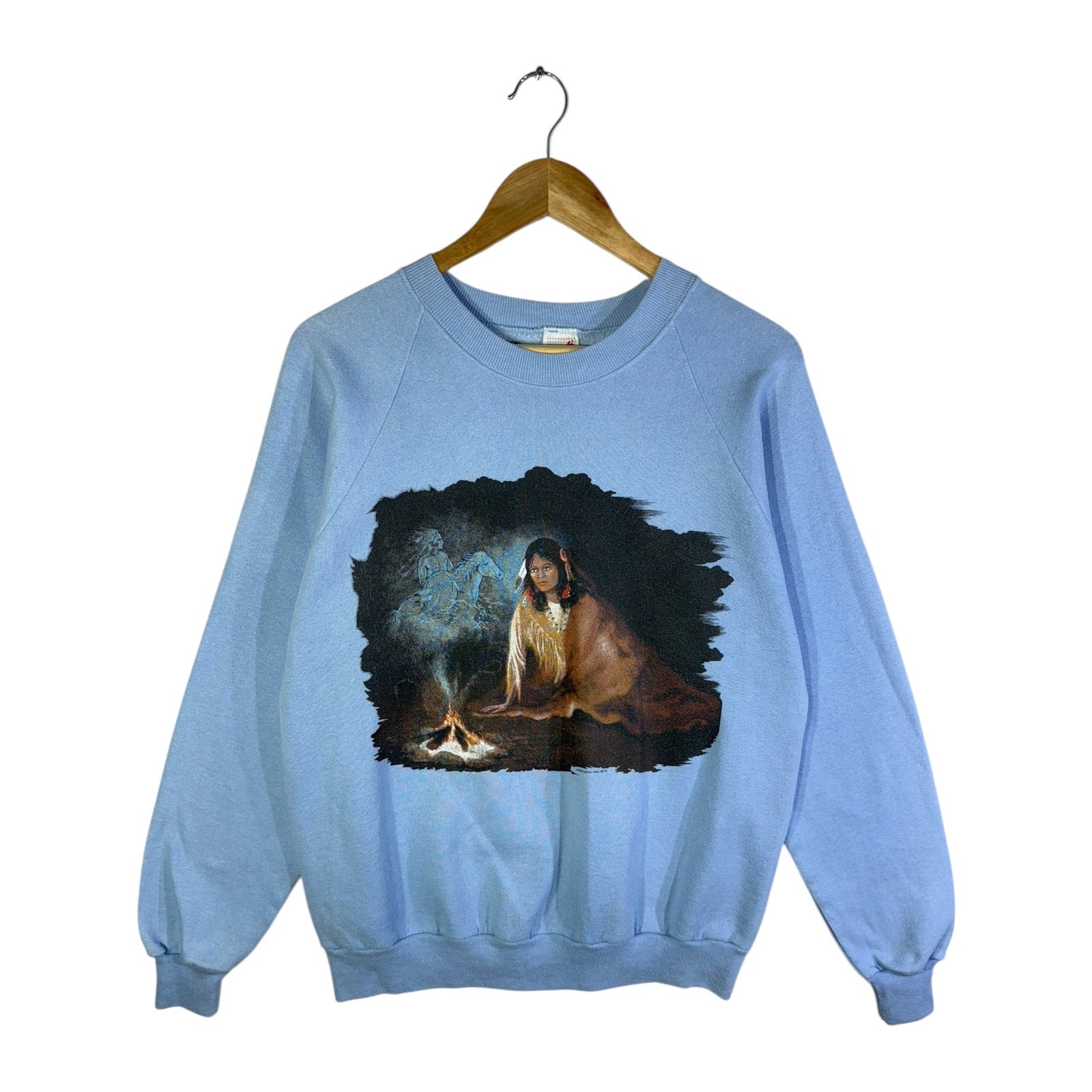 Vintage Native American Spirit Horses Campfire Crewneck