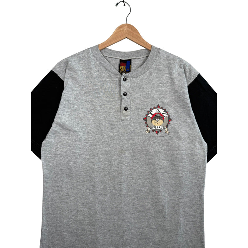 Vintage Looney Tunes Taz Travel & Safari Henley T-Shirt