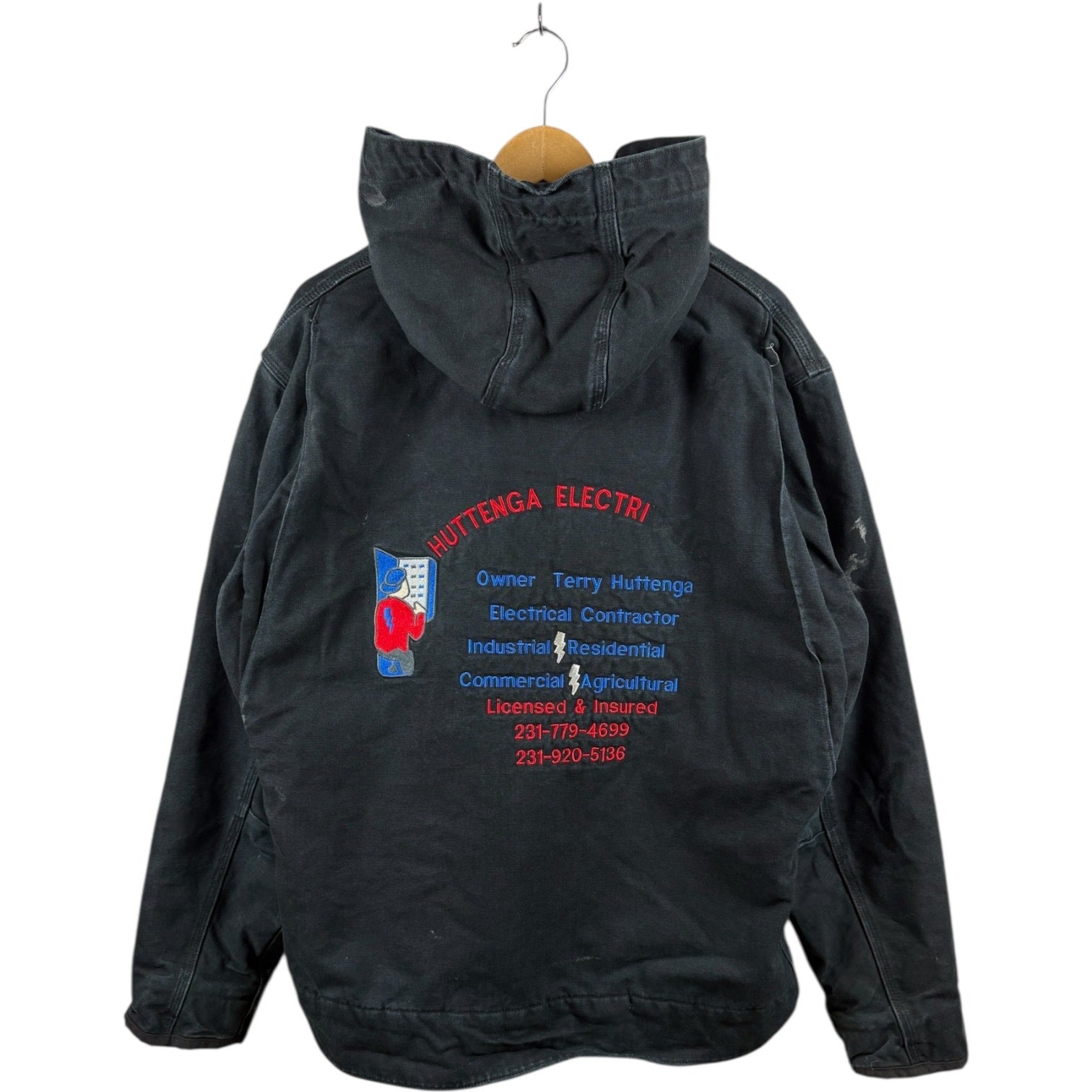 Vintage Carhartt Distressed Full Zip Hooded Workwear Jacket