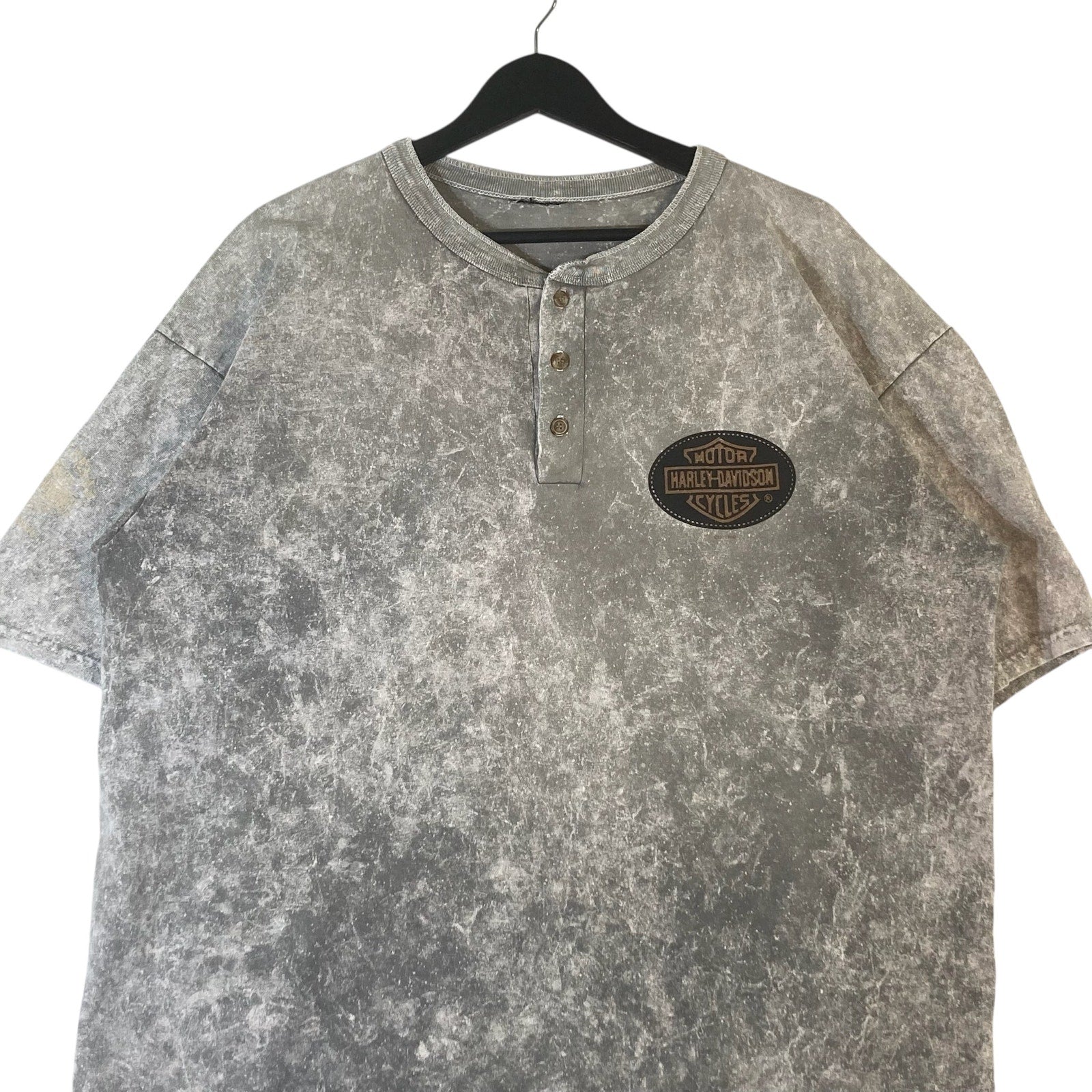 Vintage Harley Davidson Mini Logo Acid Wash Henley Tee