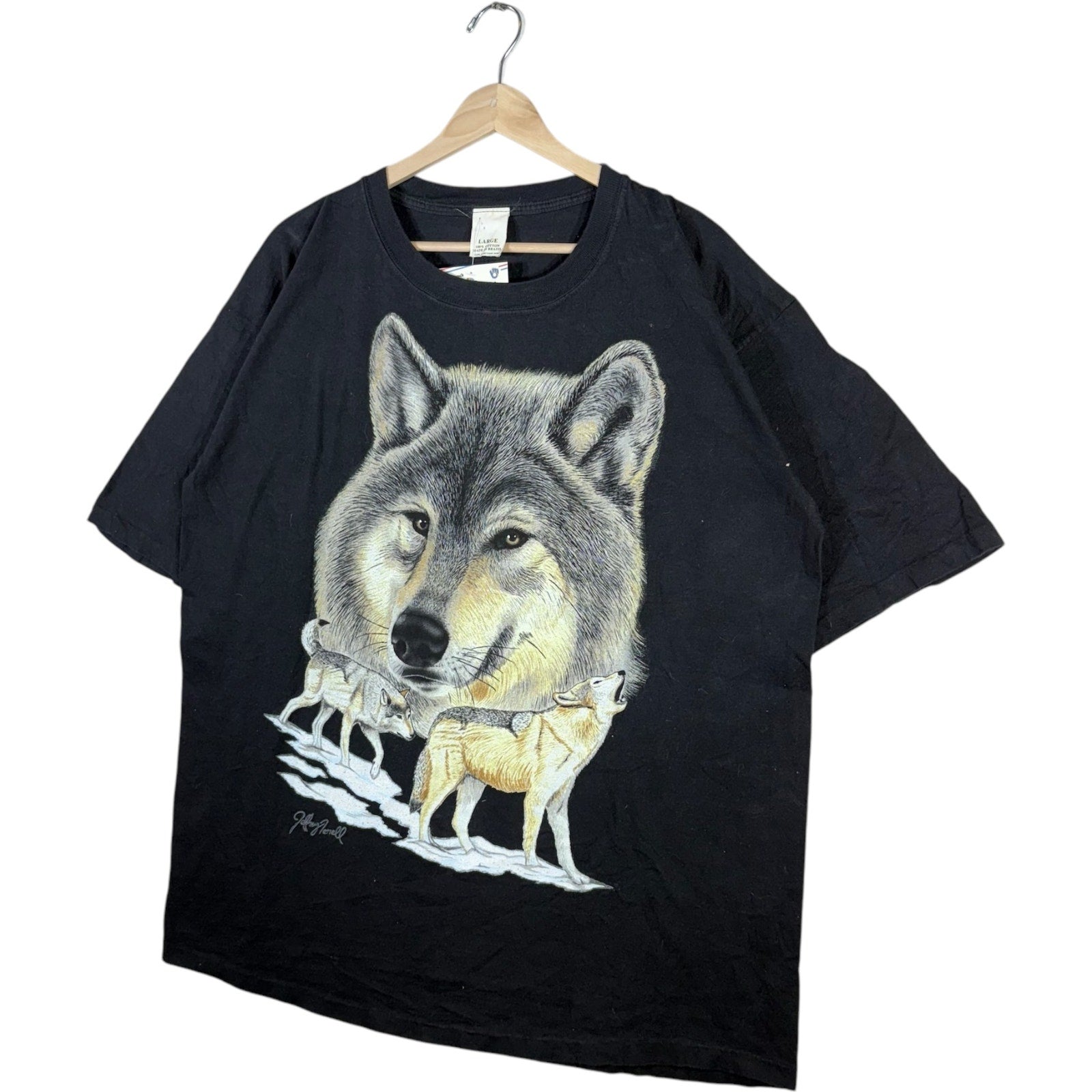 Vintage Grey Wolf Big Face Nature Art Tee