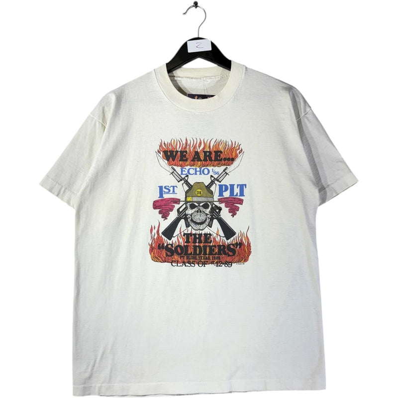 Vintage Military Skull Flame Graphic 90s T-Shirt
