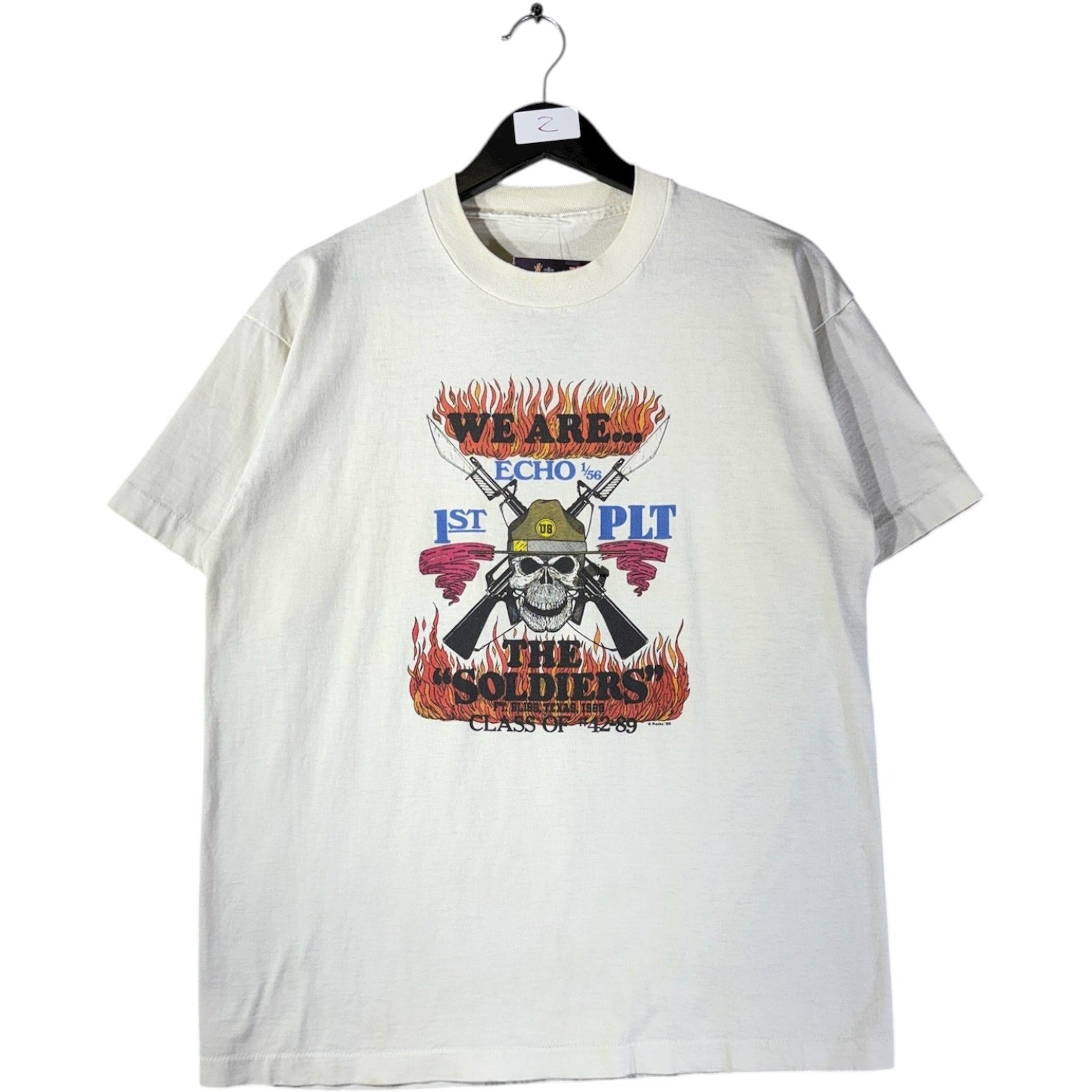 Vintage Military Skull Flame Graphic 90s T-Shirt