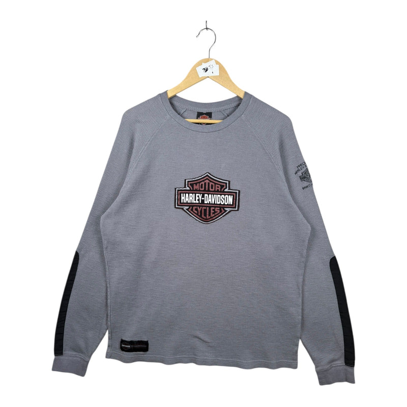 Vintage Harley Davidson Logo Waffle Knit Long Sleeve