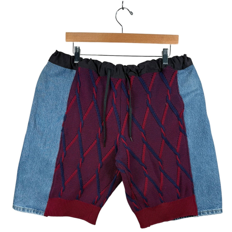 Vintage Mixed Media Drawcord Denim Shorts 41