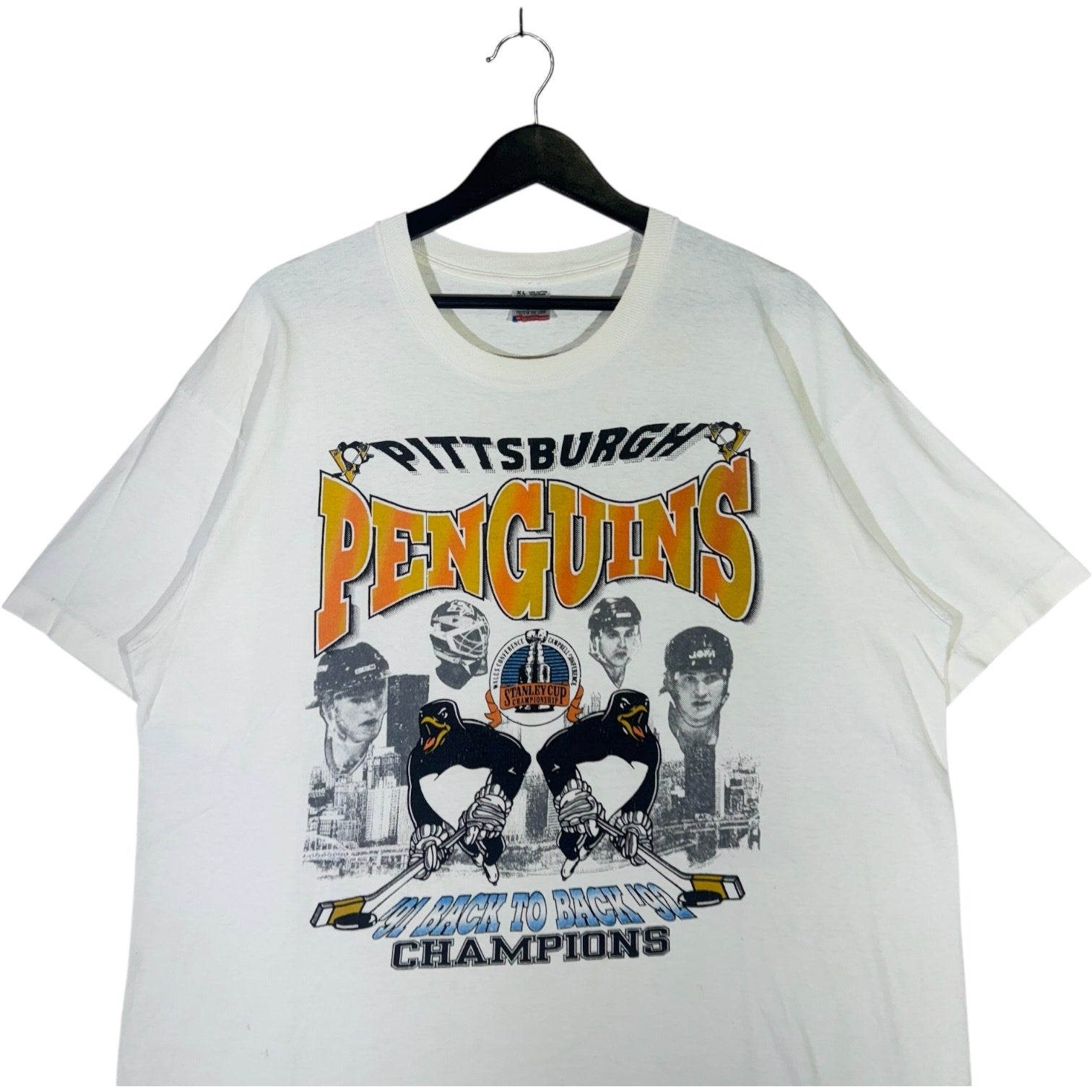 Vintage Pittsburgh Penguins Back to Back Champs Tee 1992