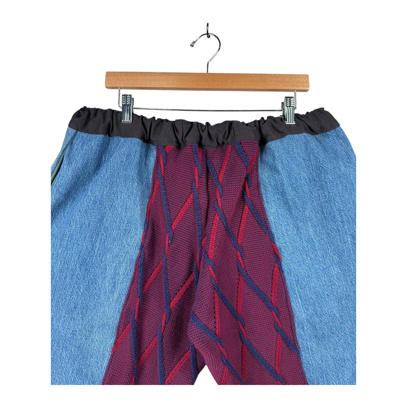 Vintage Mixed Media Drawcord Denim Shorts 41