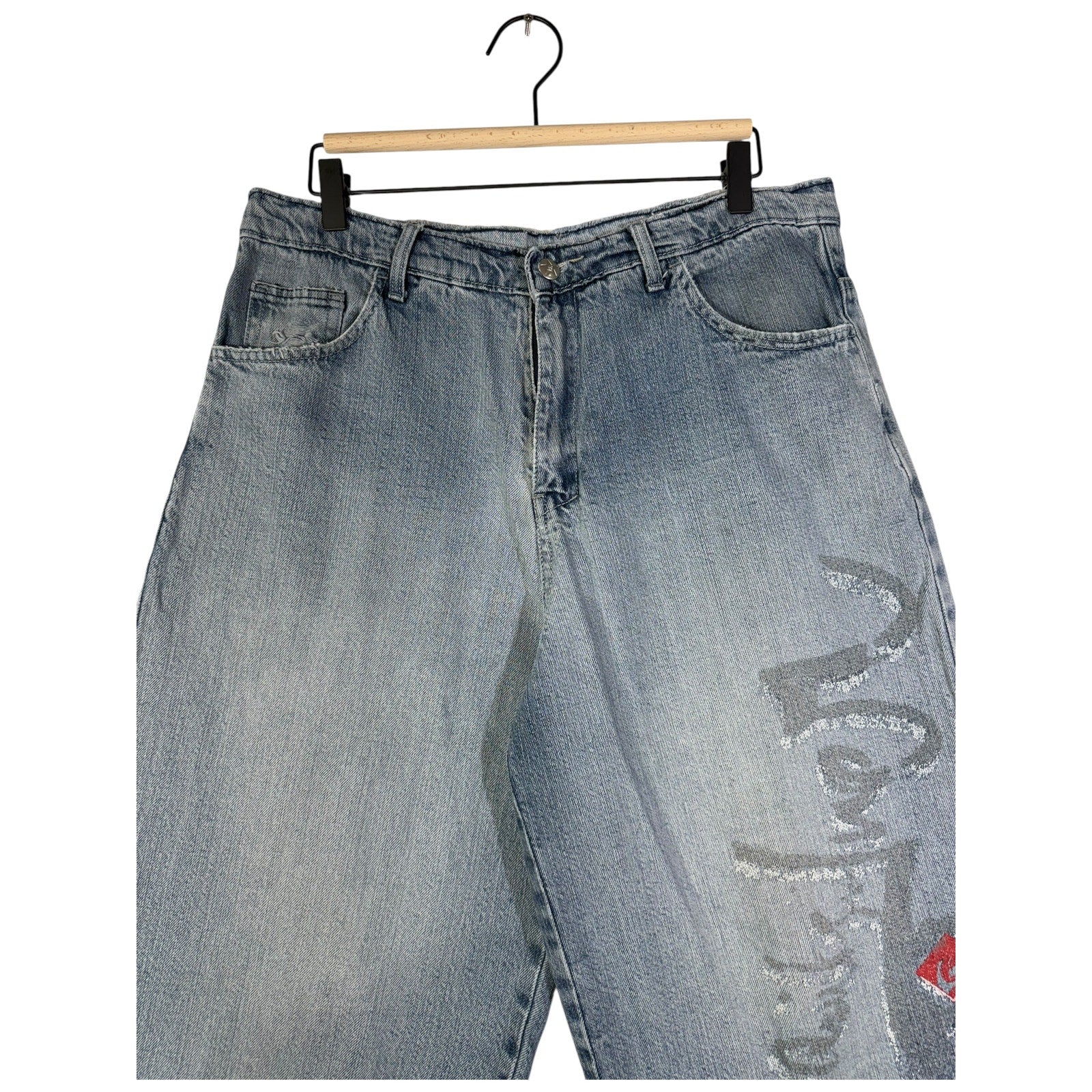 Vintage Straight Leg Printed Bermuda Denim Shorts