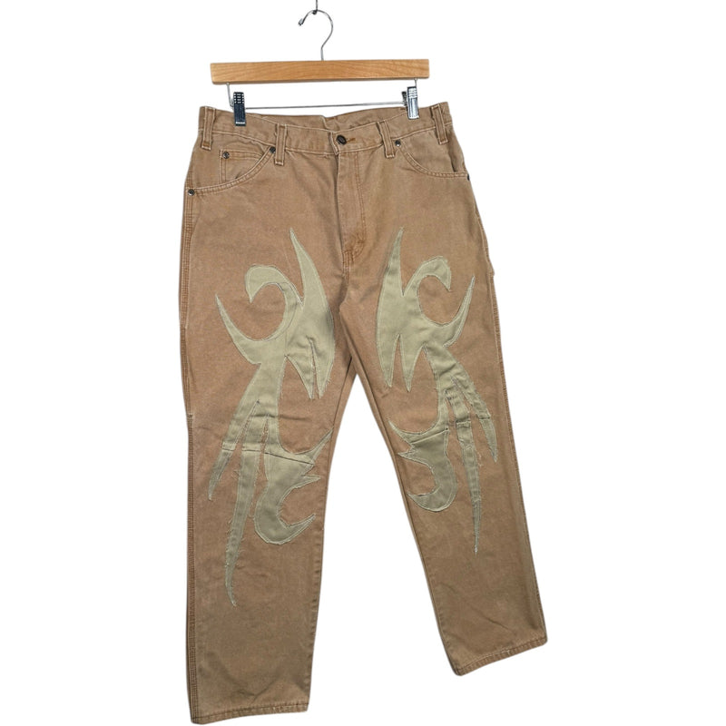 Vintage Dickies Tribal Flame Patchwork Carpenter Pants 34