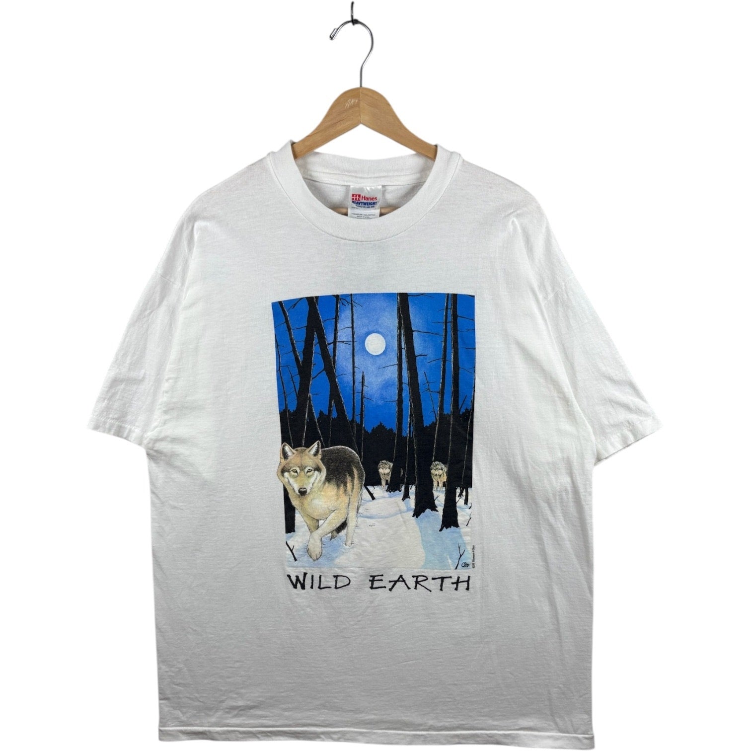 Vintage Wild Earth Wolf Moon T-Shirt XL