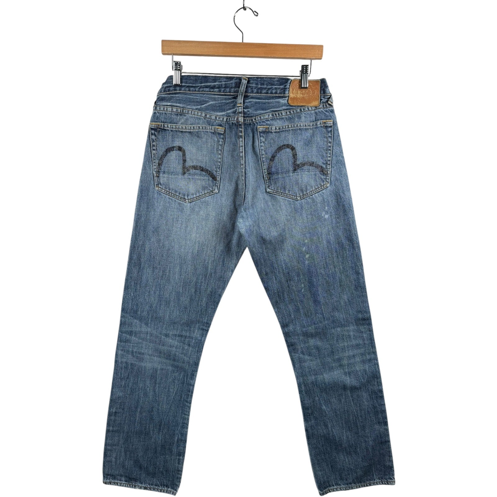 Vintage Distressed Straight Leg Denim Jeans 33