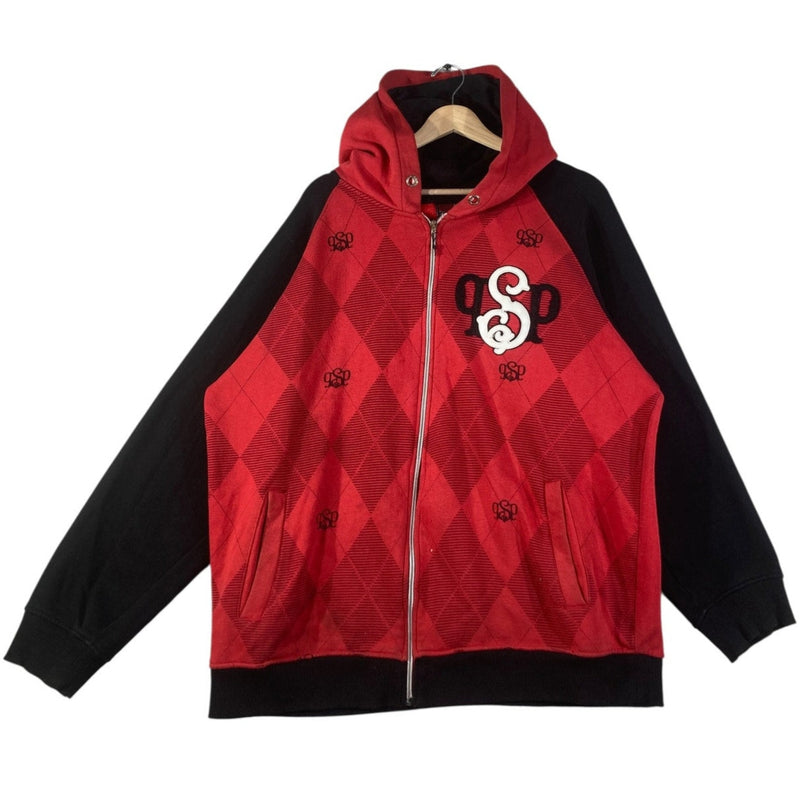 Vintage GSP Argyle Pattern Full Zip Hoodie
