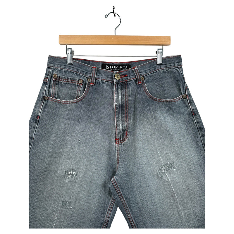 Vintage Distressed Straight Leg Jean Denim Shorts 34