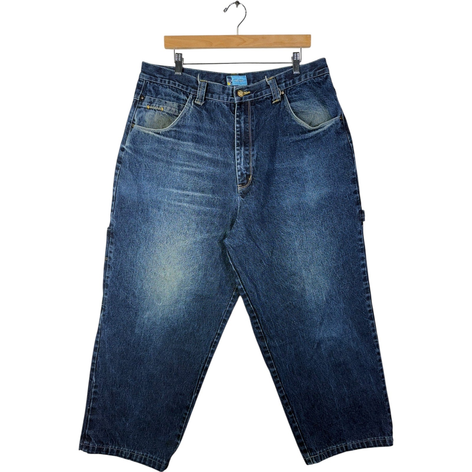 Vintage Cropped Raw Blue Carpenter Denim Jeans 38x26