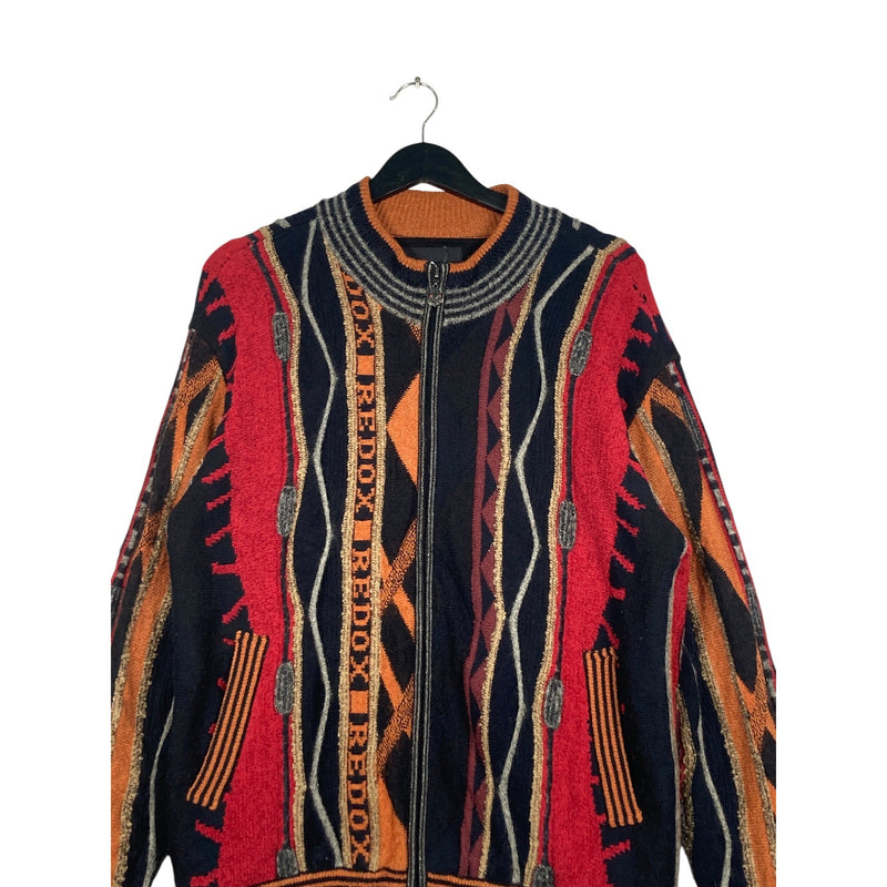 Vintage Redox Stripe Spellout Abstract Knit Sweater