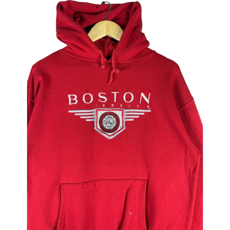 Vintage Boston University Embroidered Spellout Hoodie