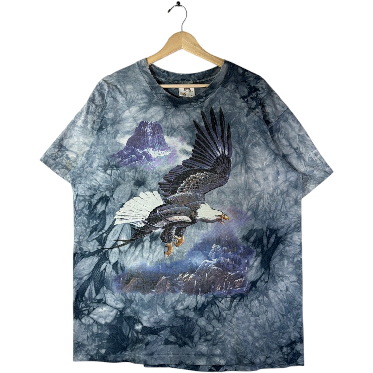 Vintage Mountain Bald Eagle Tie Dye Graphic T-Shirt