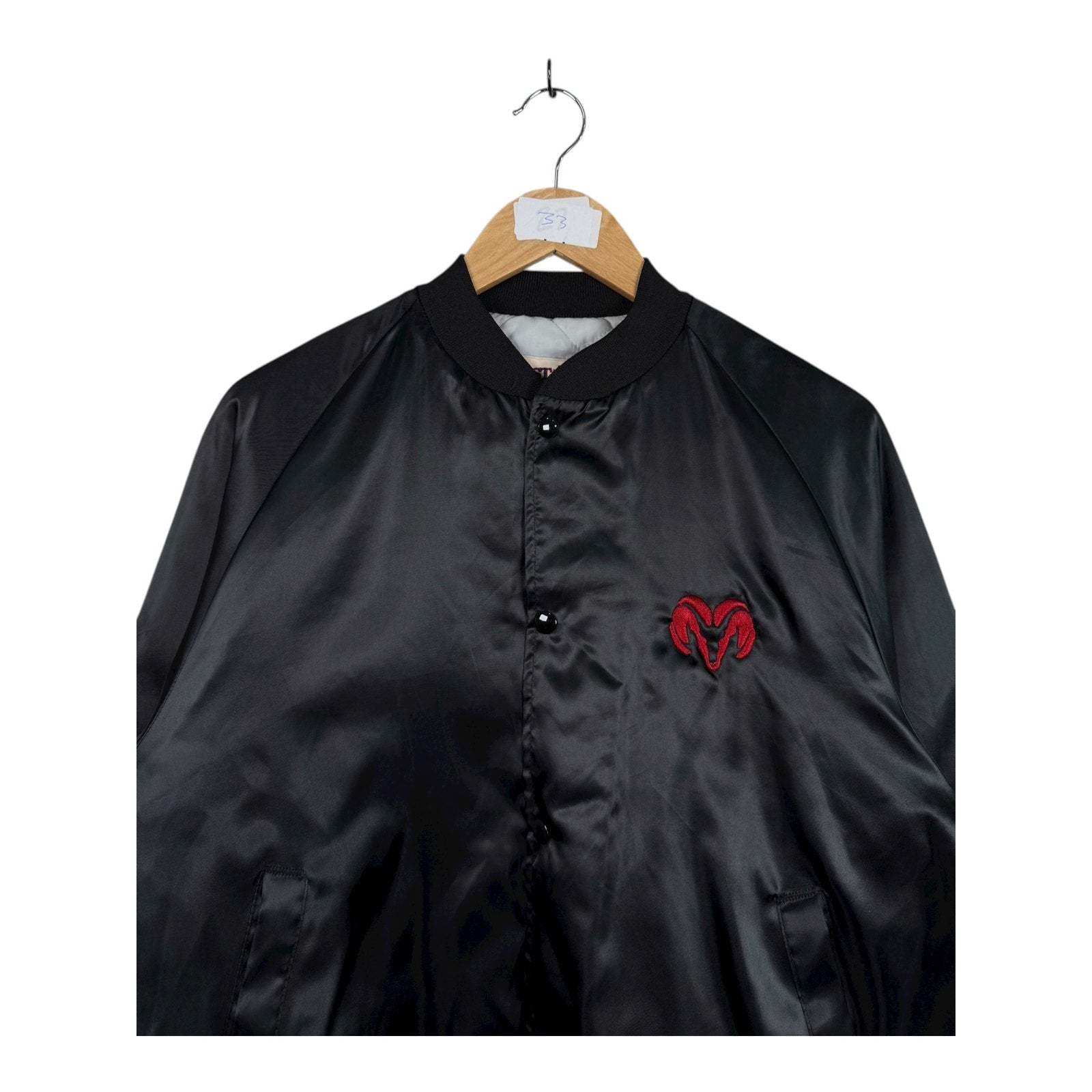 Vintage Dodge Ram Black Satin Bomber Jacket