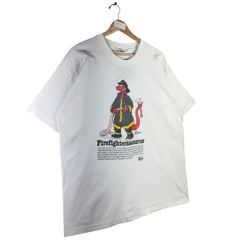 Vintage Saurus Gang "Firefighterasaurus" Cartoon T-Shirt