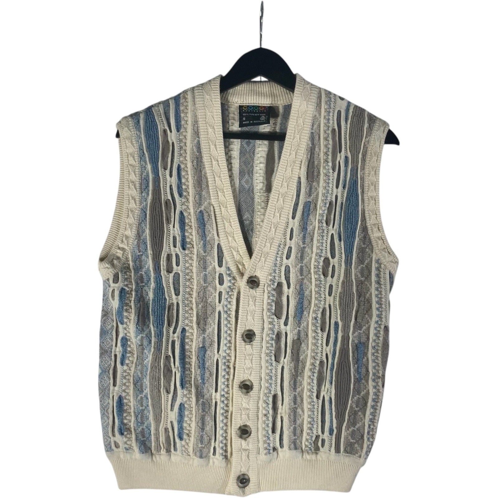 Vintage Coogi 3D Patterned Button Wool Sweater Vest