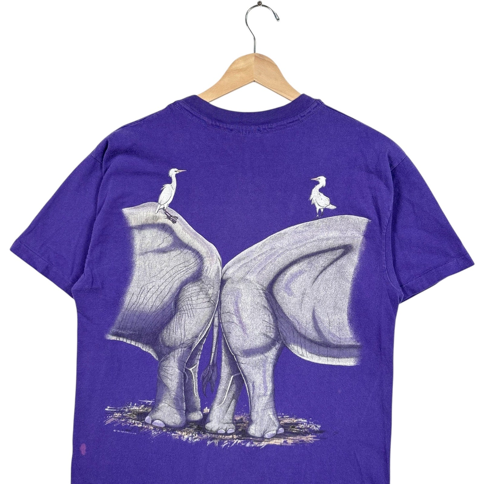 Vintage National Wildlife Asian And African Elephants Tee