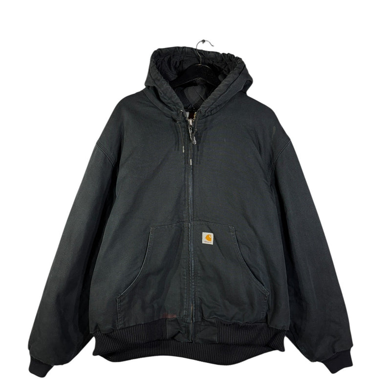 Vintage Carhartt Canvas Hooded Full Zip Quilted Workwear Jacket
