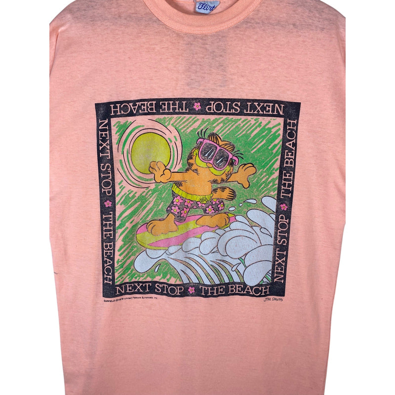 Vintage Garfield “Next Stop The Beach” Surfing T-Shirt