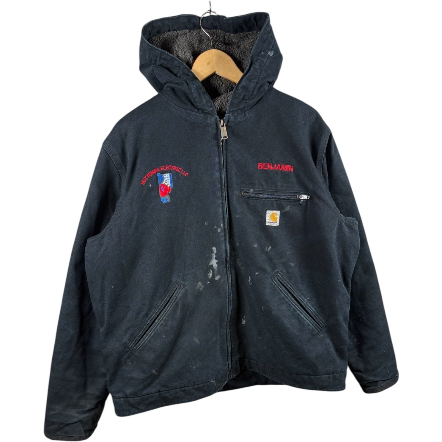 Vintage Carhartt Distressed Full Zip Hooded Workwear Jacket