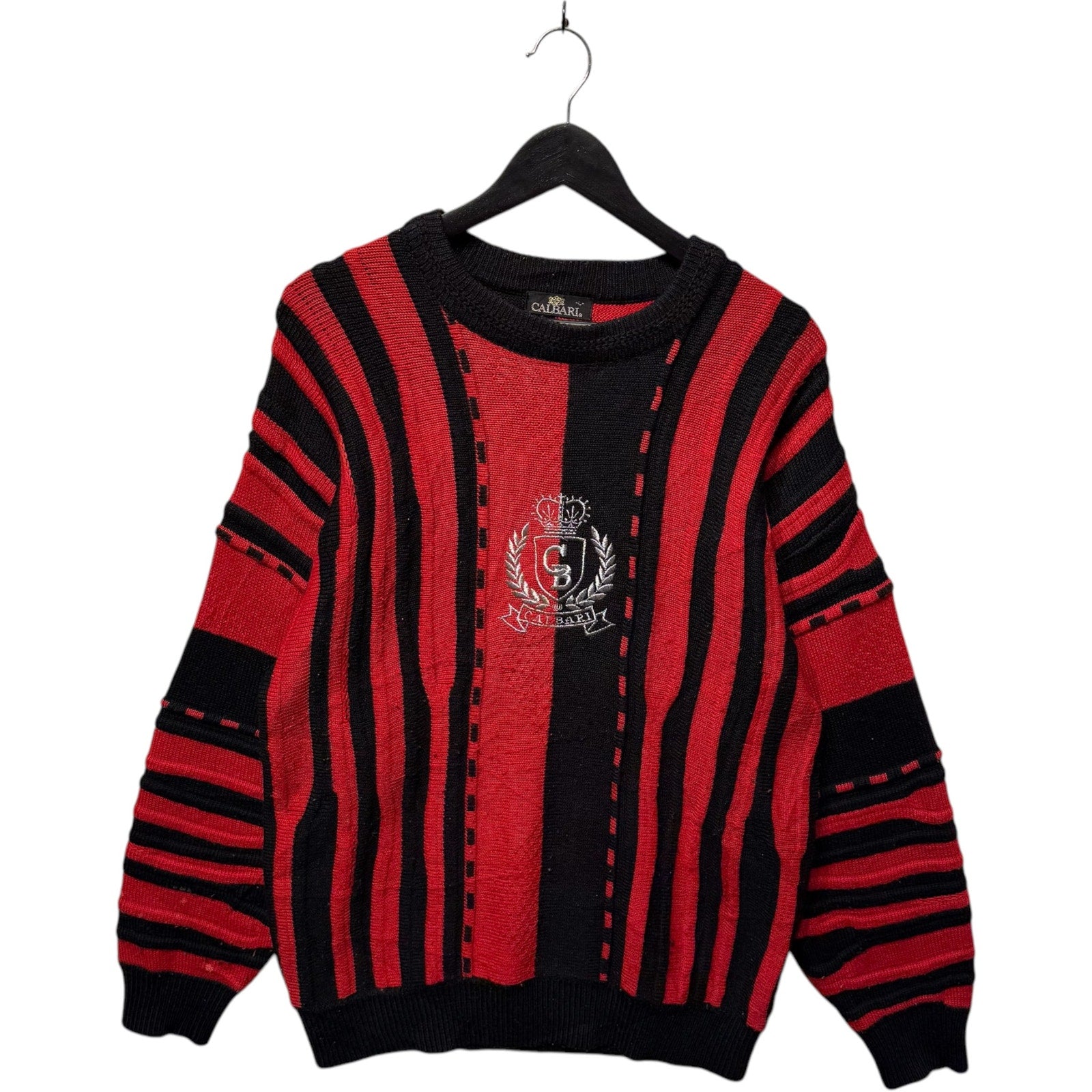 Vintage Calbari 3D Patterned Crest Embroidered Sweater