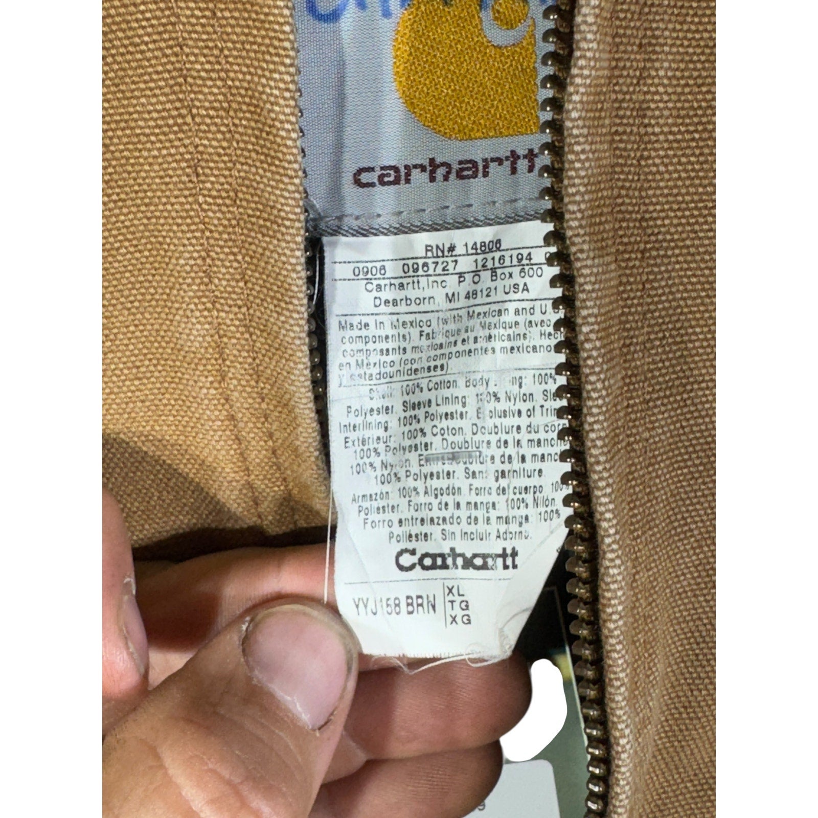 Vintage Carhartt Canvas Hooded Full Zip Workwear Jacket