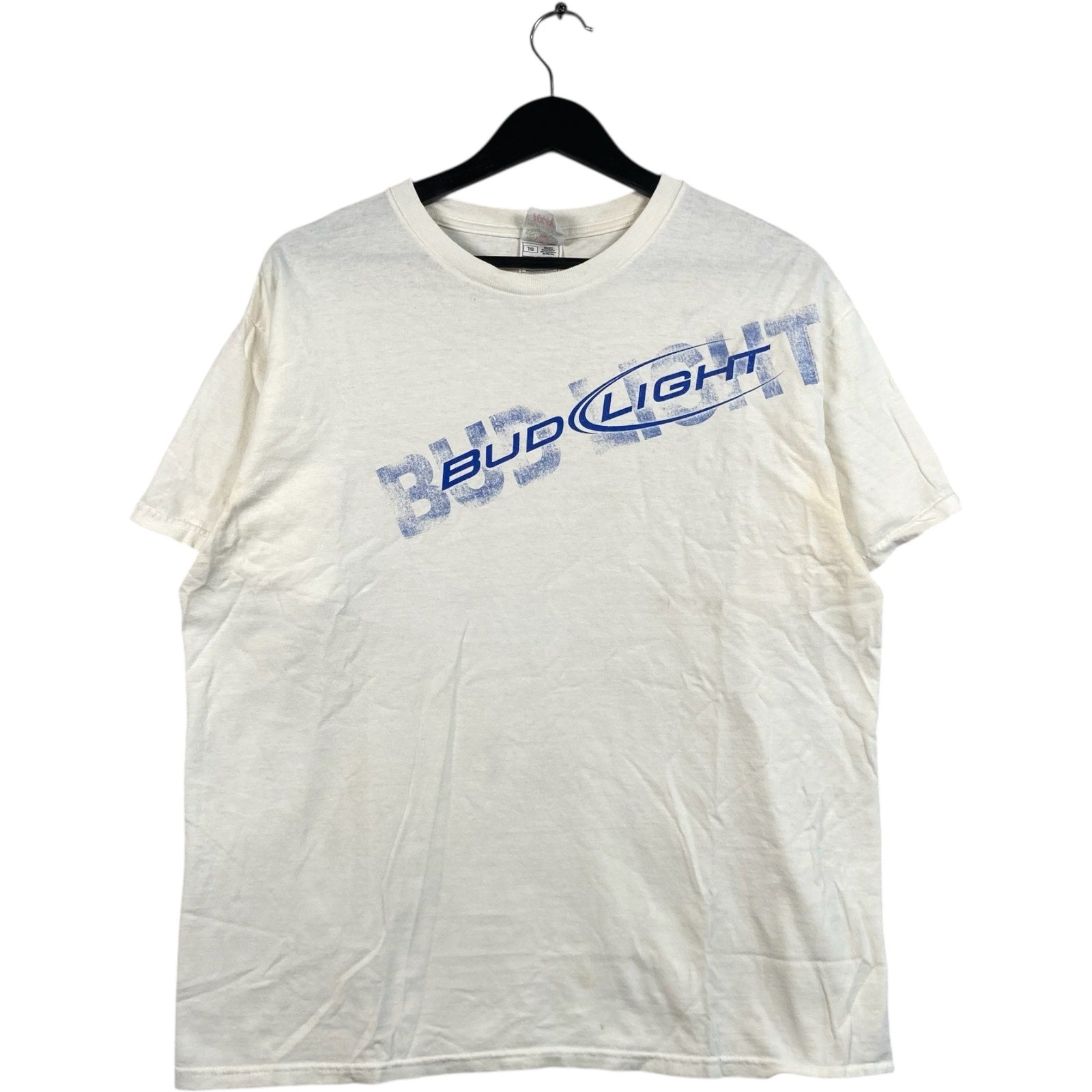 Vintage. Bud Light Chest Spellout Beer Promo Tee