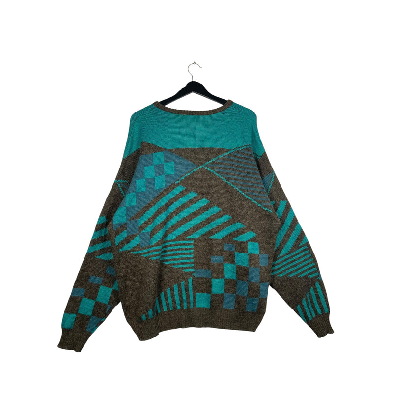 Vintage Abstract Geometrical Pattern Knit Sweater