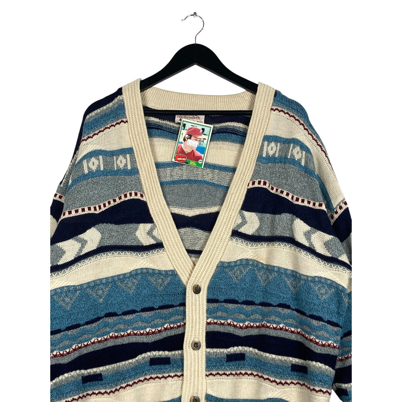 Vintage Abstract 3D Knit Design Cardigan Sweater